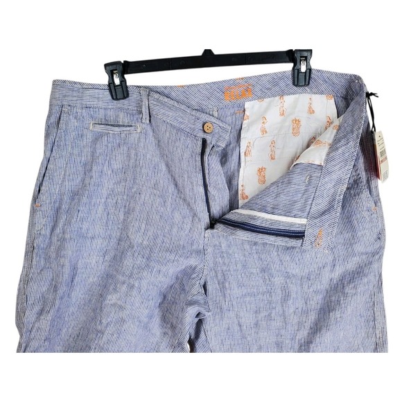Tommy Bahama Pure Linen Shorts Mens 42 Bluestone Hickory Stripe Wide Leg NWT - Picture 5 of 13